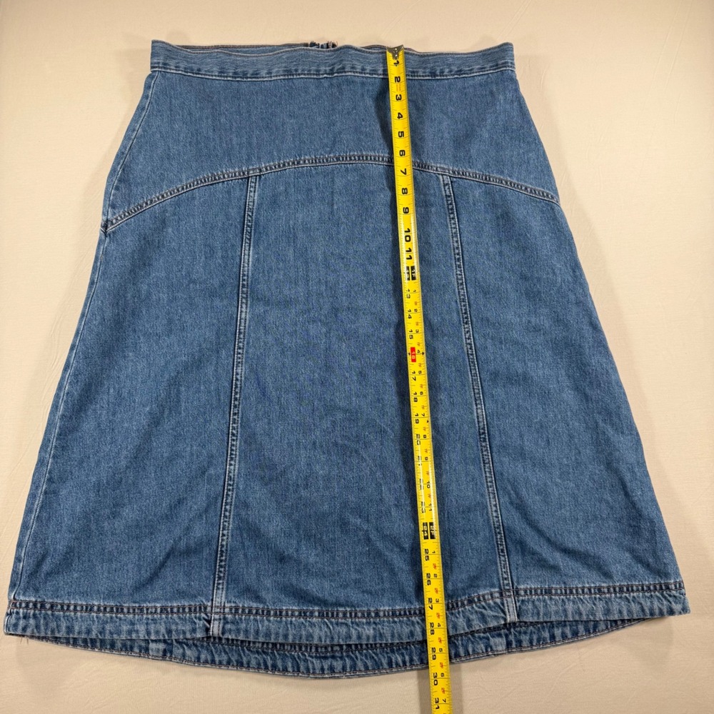 Old Navy Drapey Denim High-Rise Midi Skirt Blue‎ A-Line 14 Cotton - Picture 3 of 6